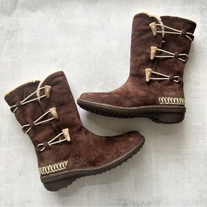 Ugg Australia Kona Suede Shearling Boots in Espresso NWT